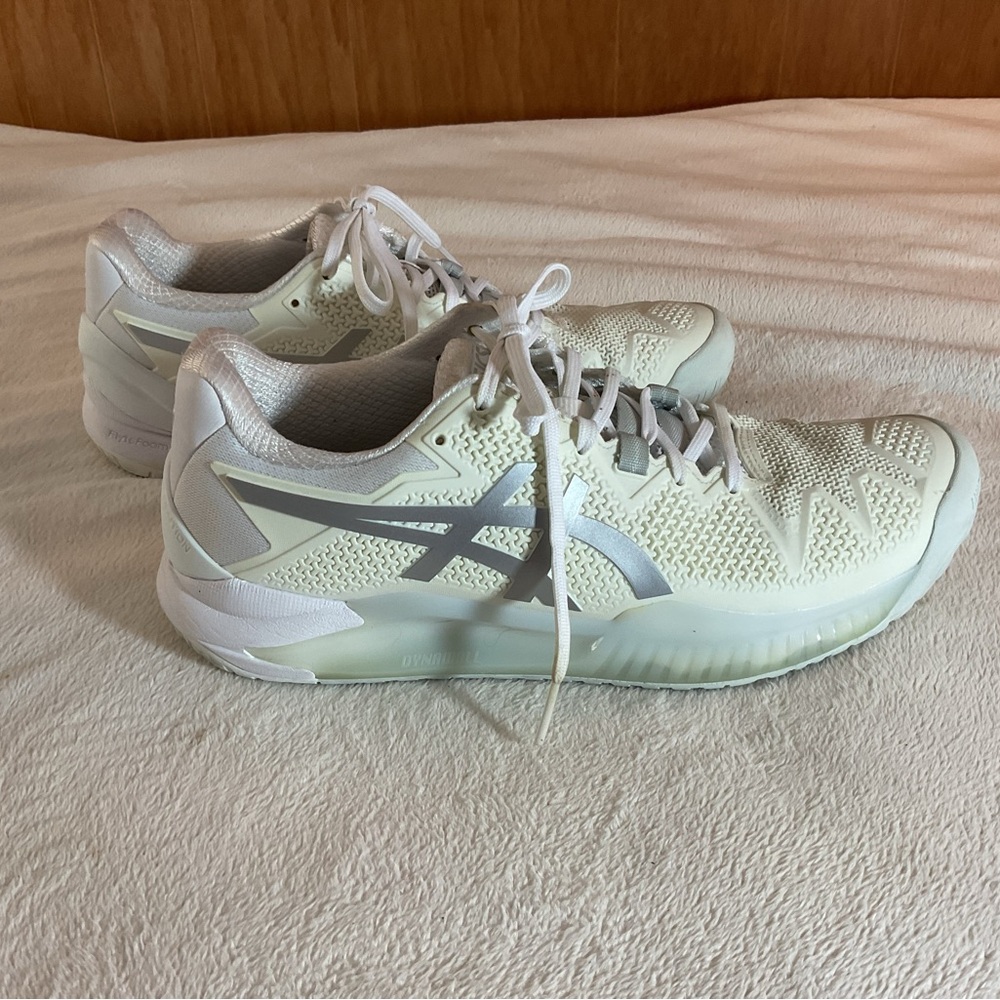 Asics White Sneakers with Silver Accents